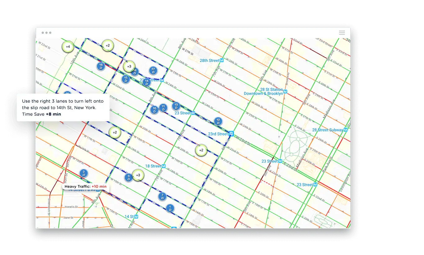 Traffic view using the Delivery Management Software Traffic view using the Delivery Management Software